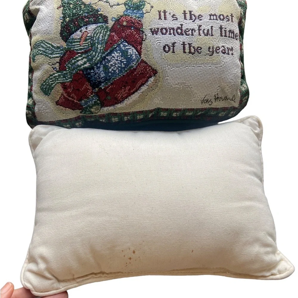 Vintage Holiday Snowman Believe Throw Pillow